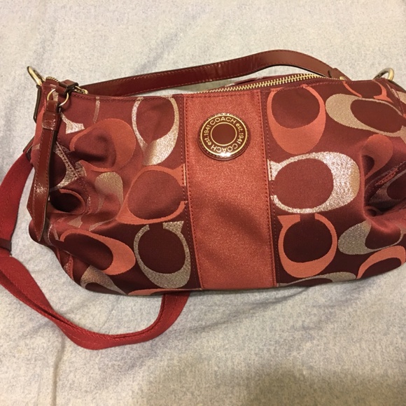 Coach Monogram Dark Red Purse - Picture 2 of 3